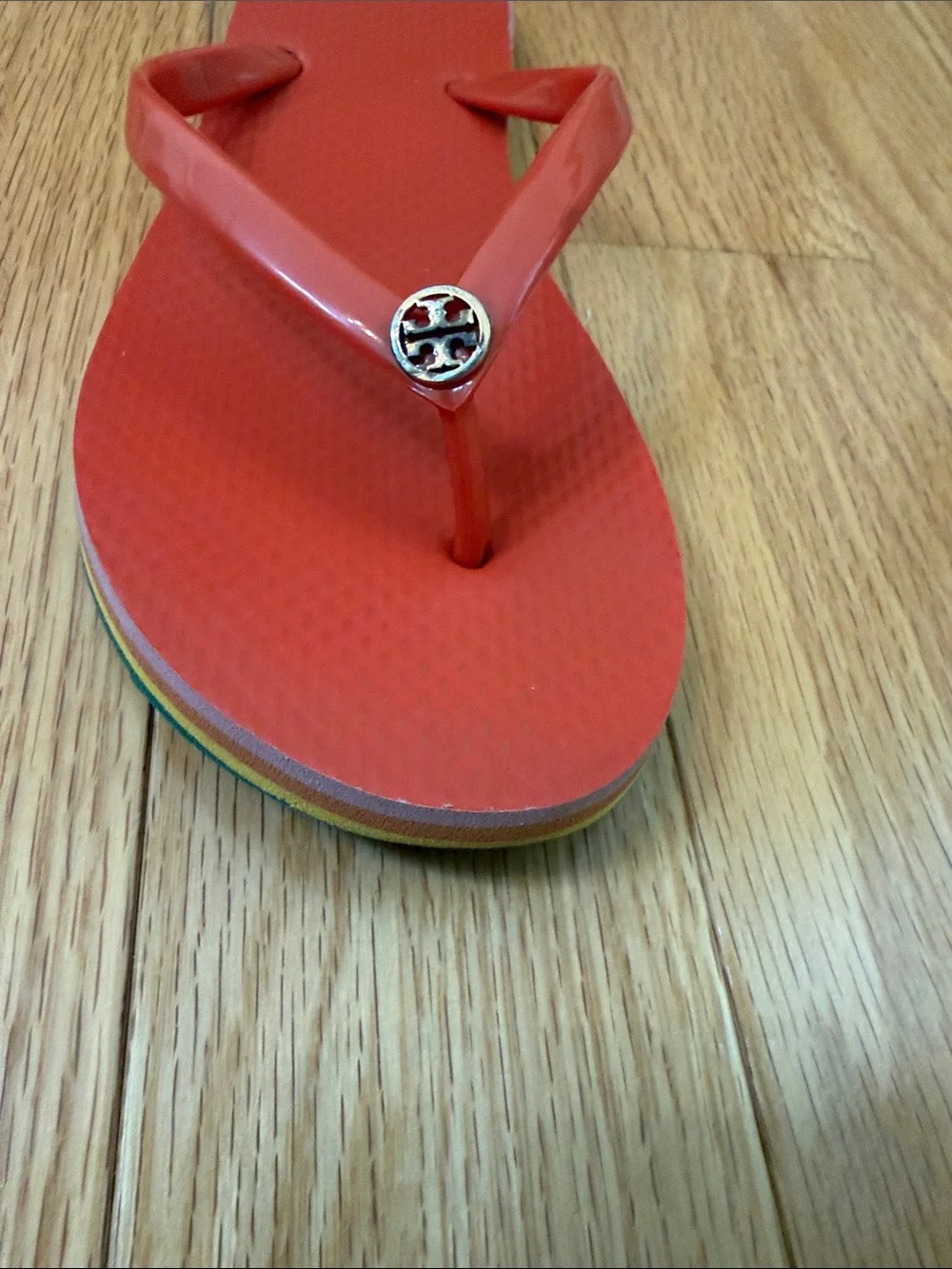 Tory Burch printed thin flip-flops - size 9 orange